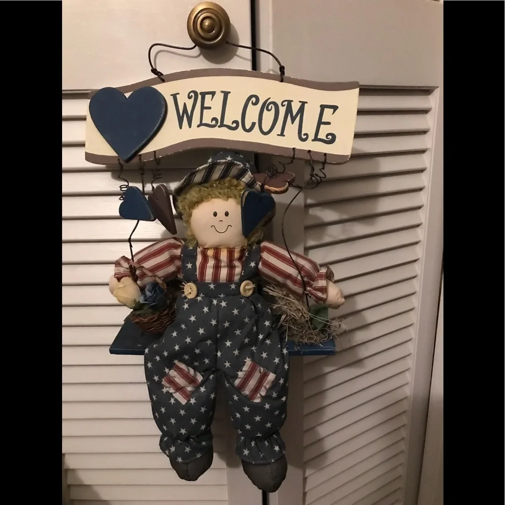 Rare Vintage USA Blonde Boy Welcome Door Hanger